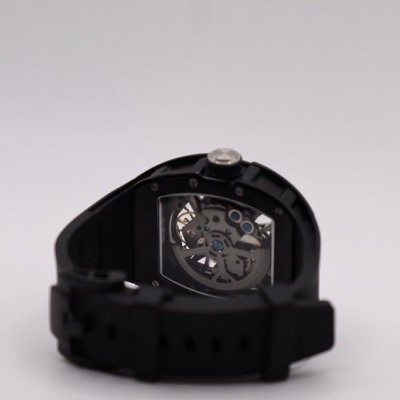 All-Black Skeleton Automatic Watch | Handmade 39mm Exhibition Timepiece | Sporty - Picture 7 of 7